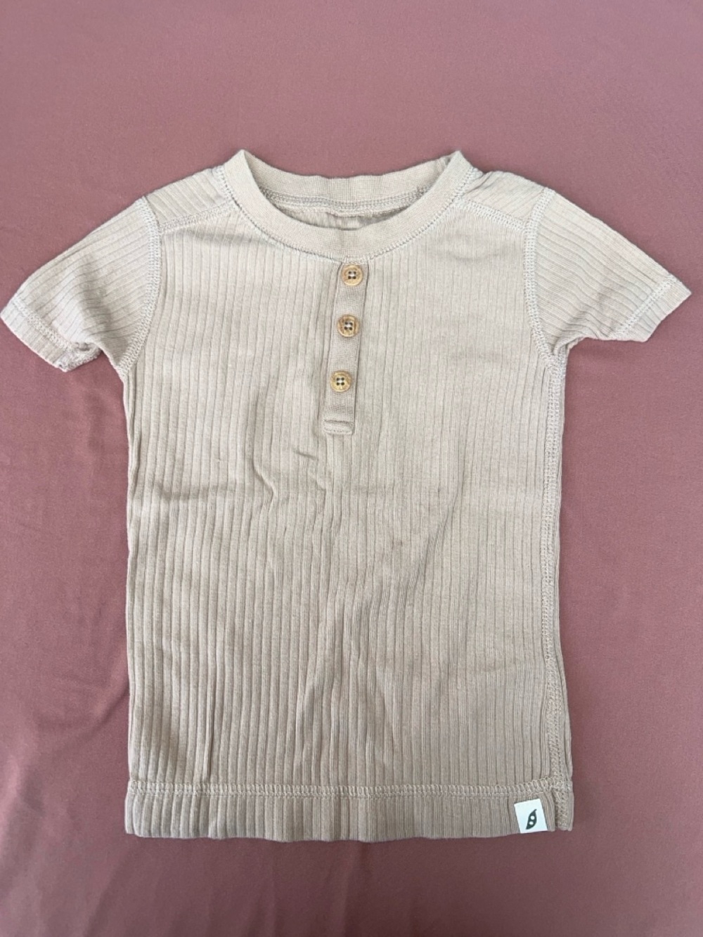 Easy Peasy Kids Ribbed Short Sleeve Henley Top - Cream